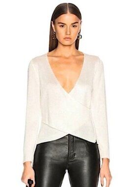 Michelle Mason Metallic Cross Wrap Sweater